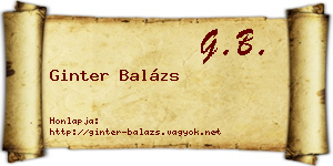 Ginter Balázs névjegykártya