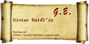 Ginter Balázs névjegykártya